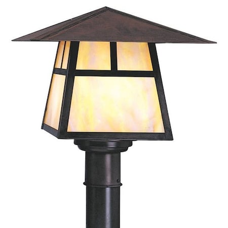 Arroyo Craftsman 15" Carmel Post Mount Without Overlay (Empty), Pewter, Clear Seedy Glass CP-15ECS-P